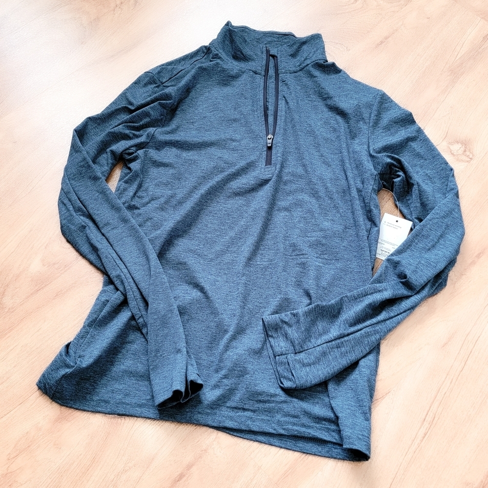 tek gear Men's Teal Heather Quarter-Zip Pullover Size Small - Picture 2 of 7